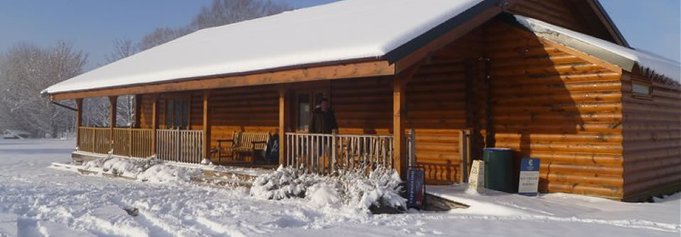 Shooting lodge in winter